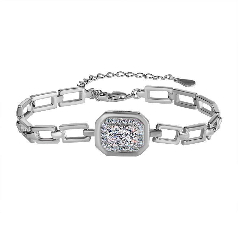 Bracciale geometrico in argento sterling S925 con moissanite CONSEGNA 2/3 giorni