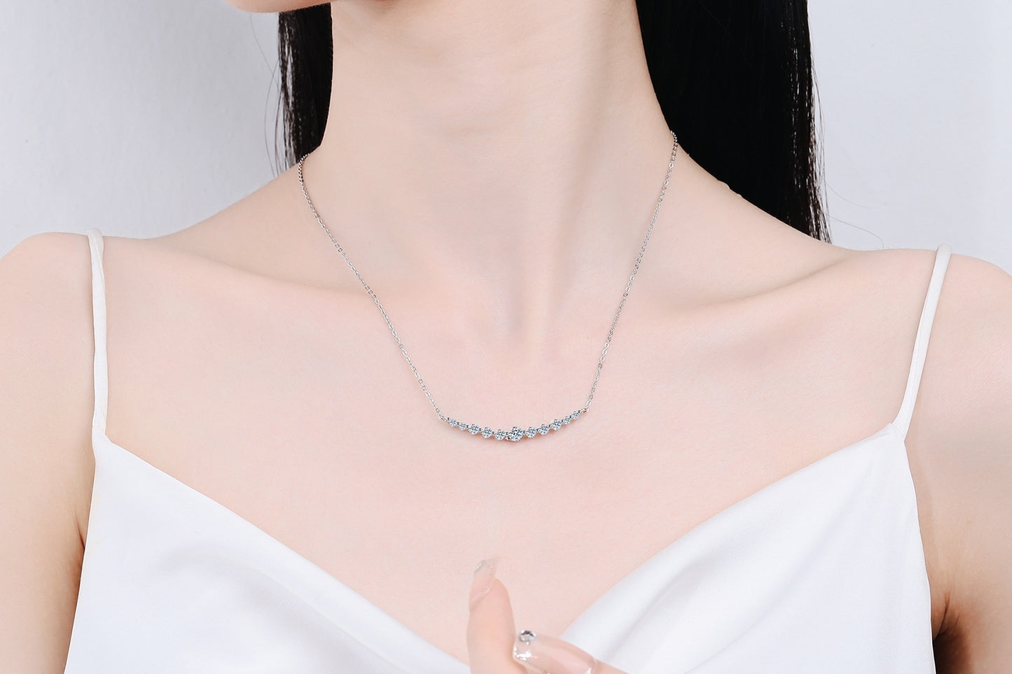 Collana in argento sterling S925 con moissanite, leggera, di lusso, di alta qualità, 1.1 carati, colore D