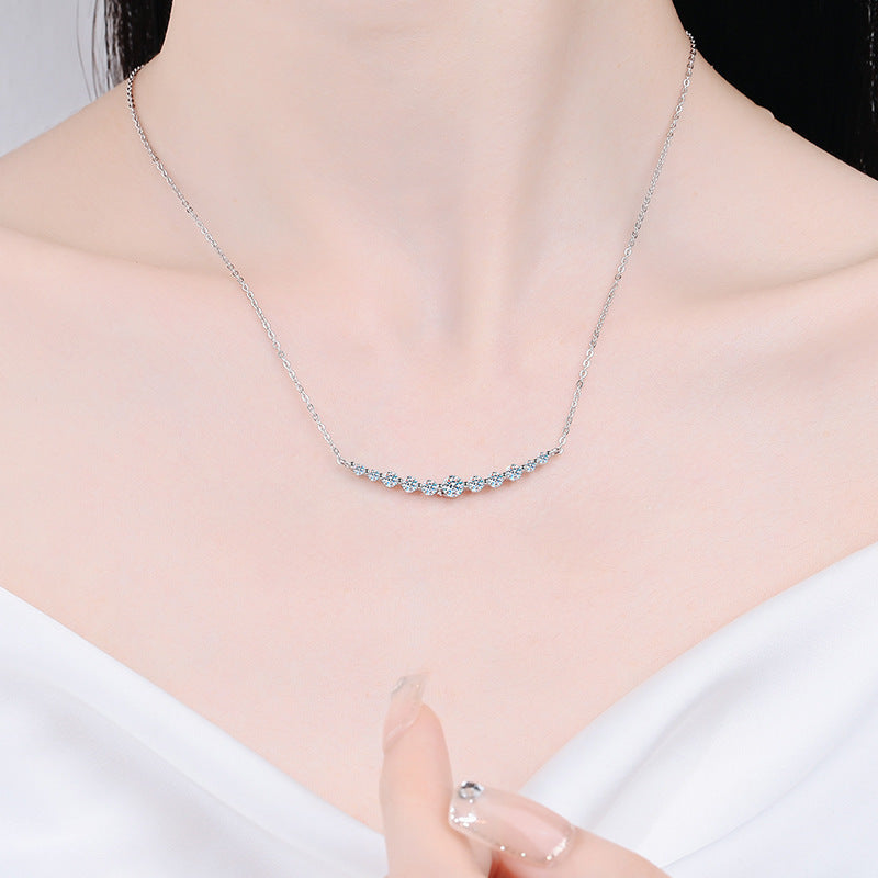 Collana in argento sterling S925 con moissanite, leggera, di lusso, di alta qualità, 1.1 carati, colore D