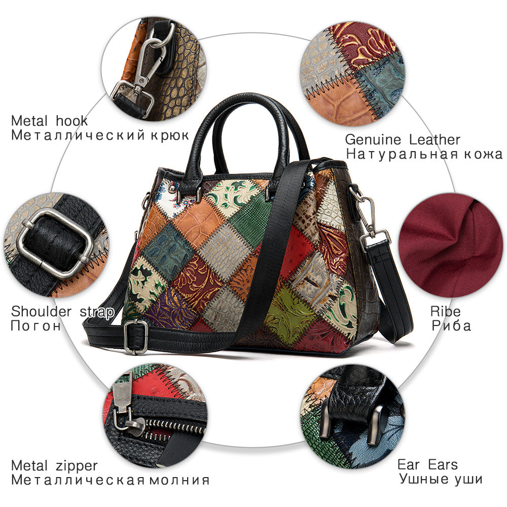 Borsa a tracolla con cuciture personalizzate