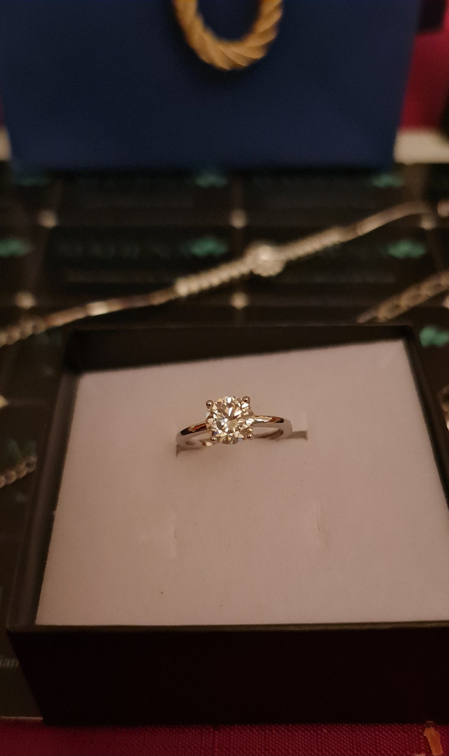 Anello regolabile in argento S925 con diamante moissanite 2 carati con certificato Gra moissanite diamante