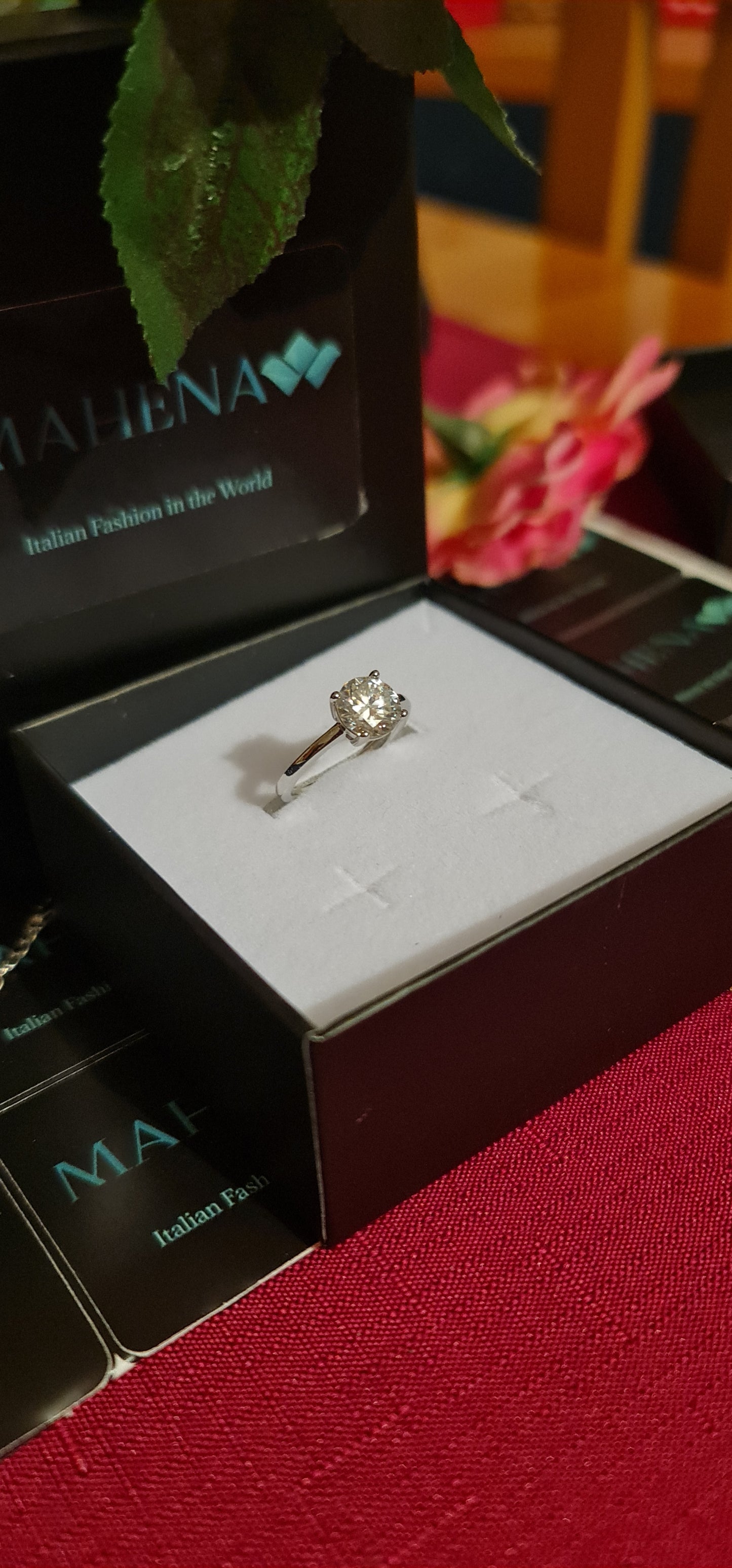 Anello regolabile in argento S925 con diamante moissanite 2 carati con certificato Gra moissanite diamante