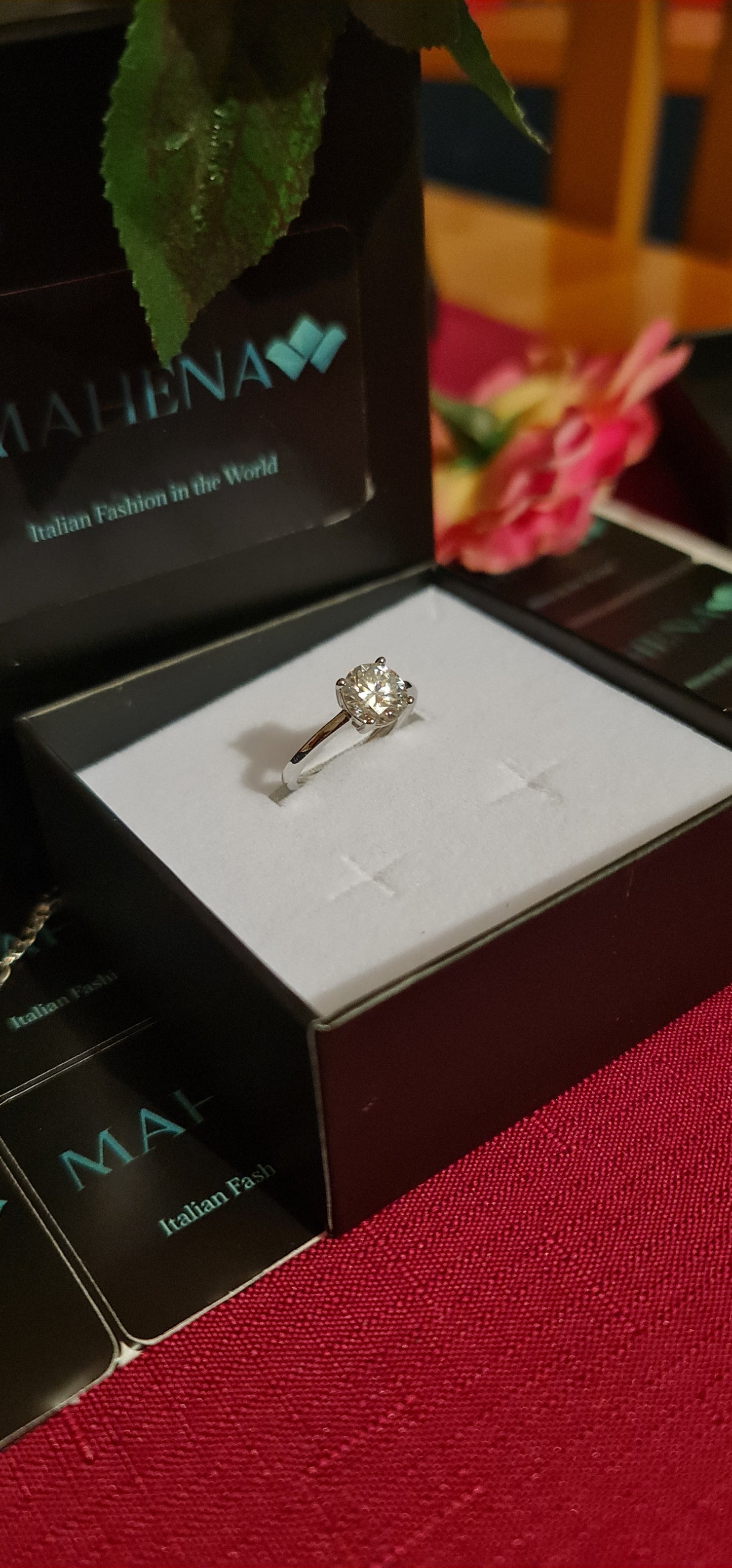 Anello regolabile in argento S925 con diamante moissanite 2 carati con certificato Gra moissanite diamante