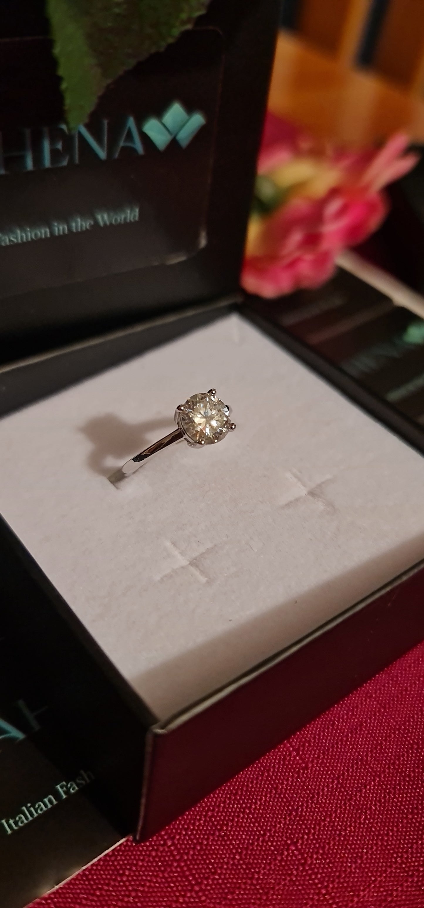 Anello regolabile in argento S925 con diamante moissanite 2 carati con certificato Gra moissanite diamante