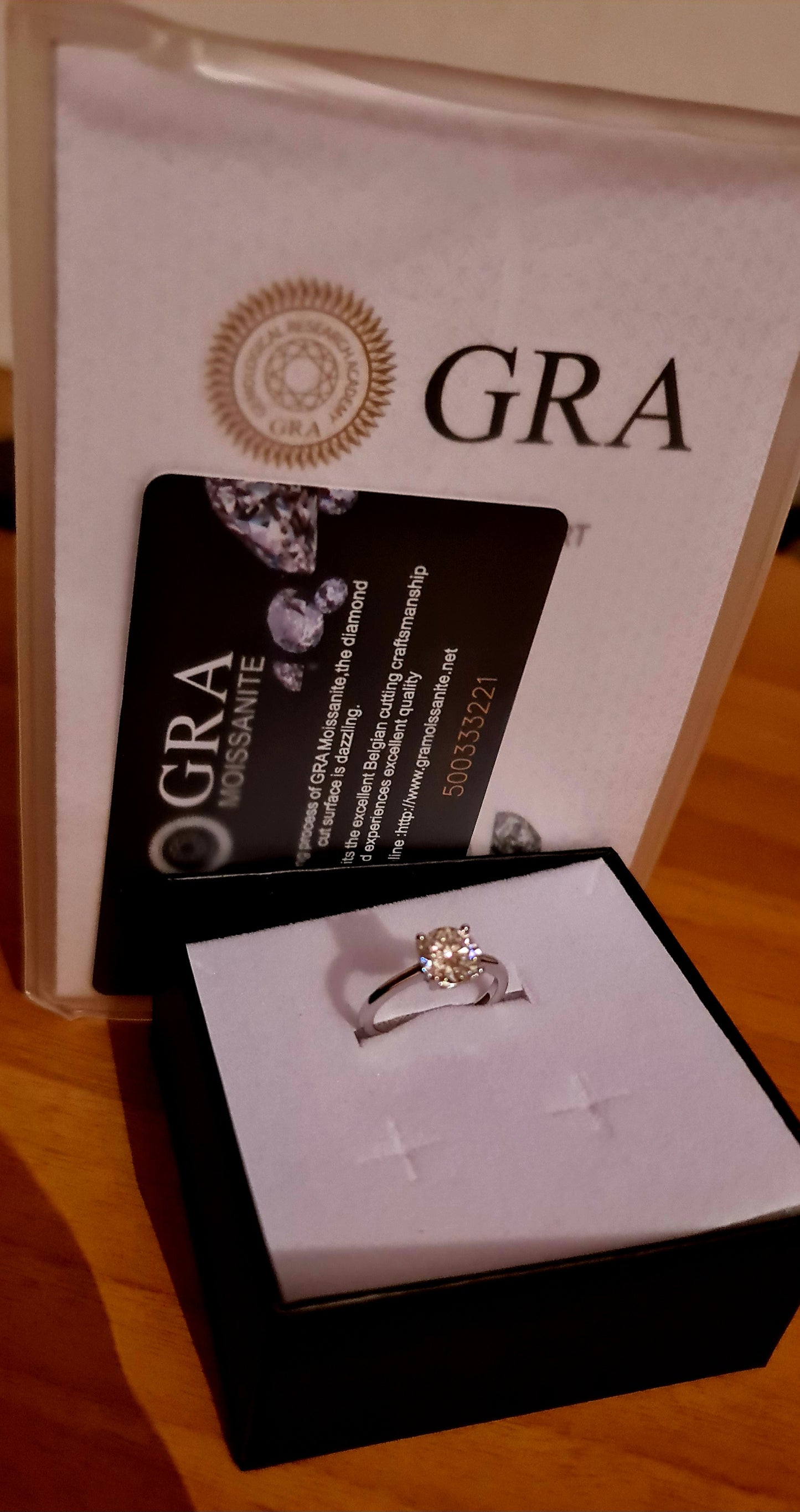 Anello regolabile in argento S925 con diamante moissanite 2 carati con certificato Gra moissanite diamante