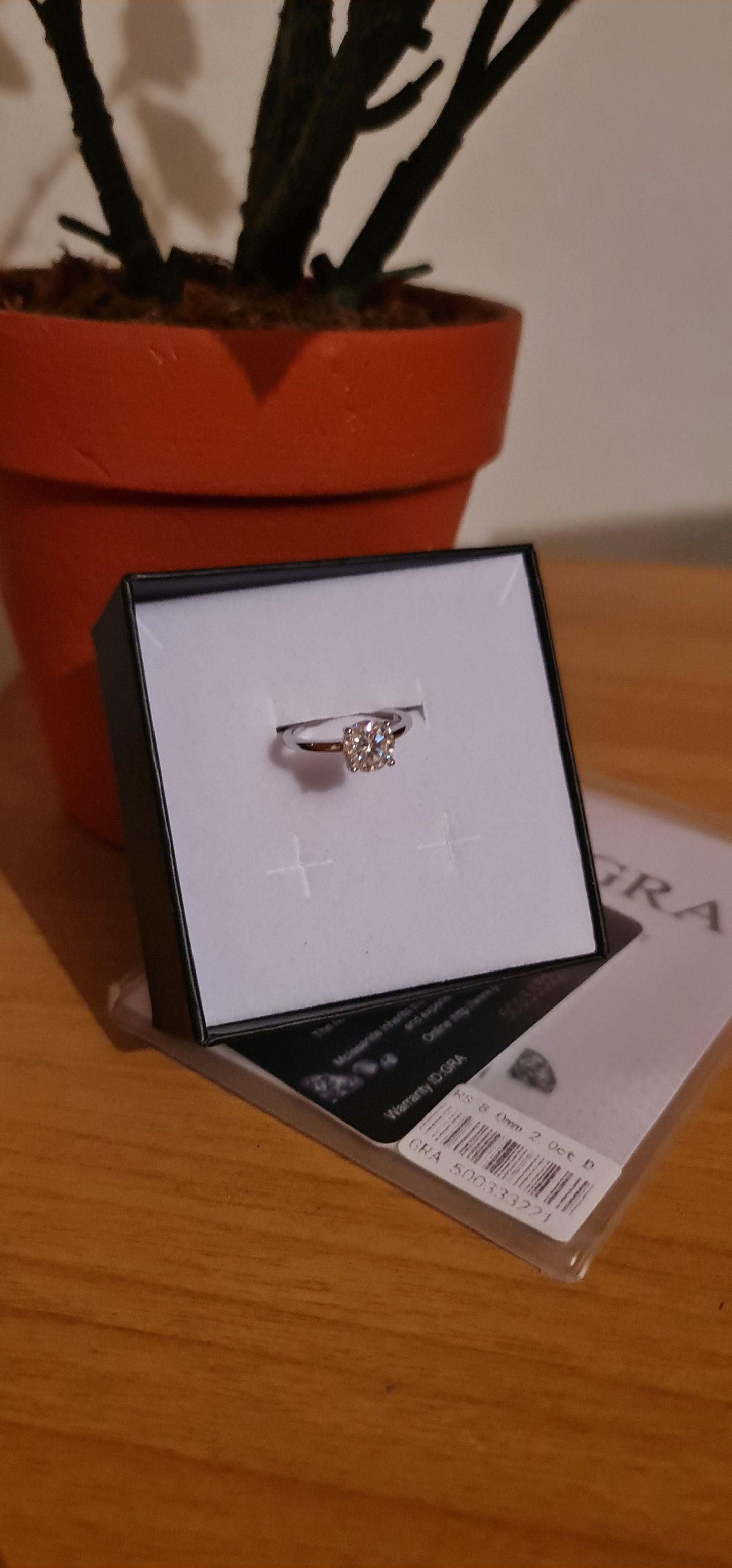 Anello regolabile in argento S925 con diamante moissanite 2 carati con certificato Gra moissanite diamante