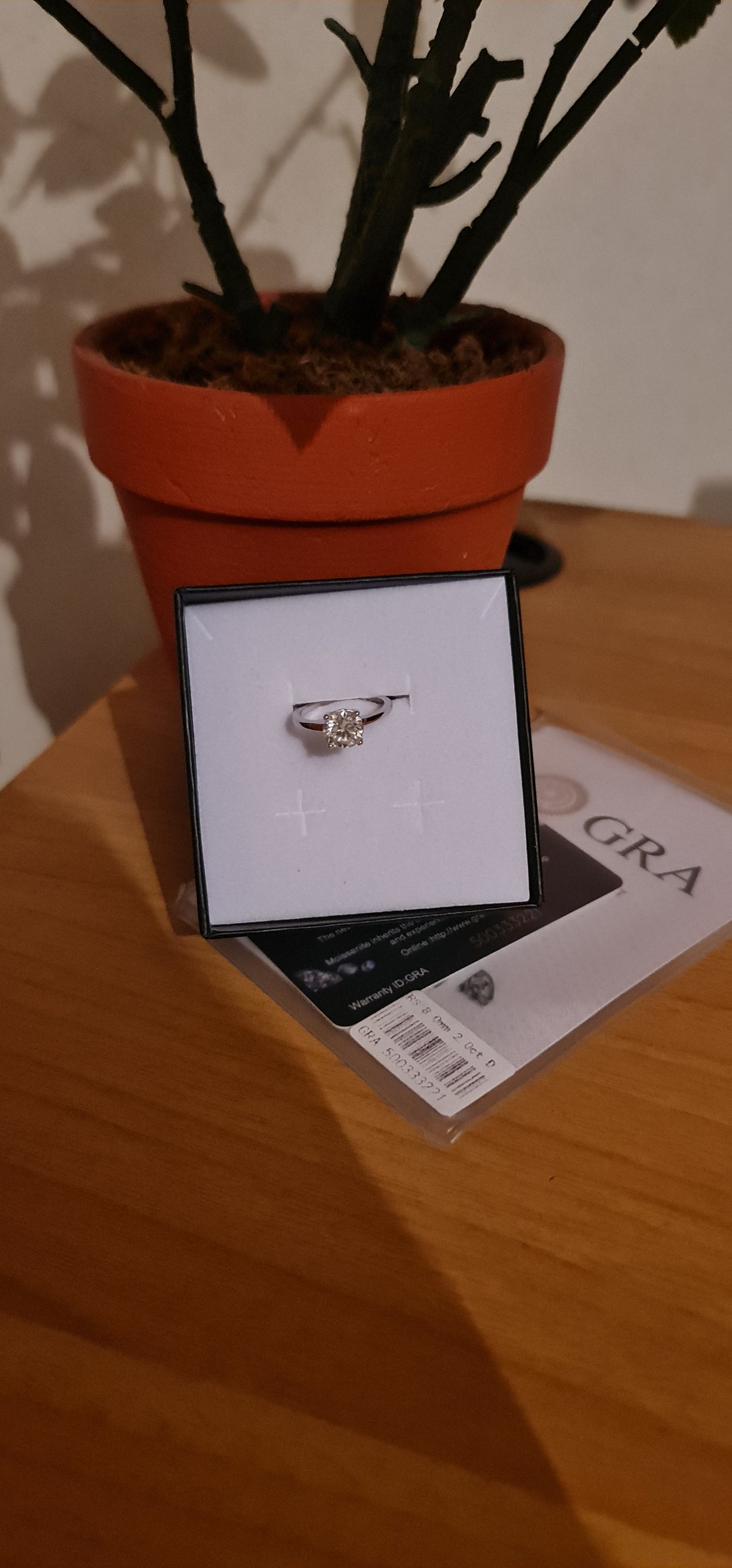 Anello regolabile in argento S925 con diamante moissanite 2 carati con certificato Gra moissanite diamante