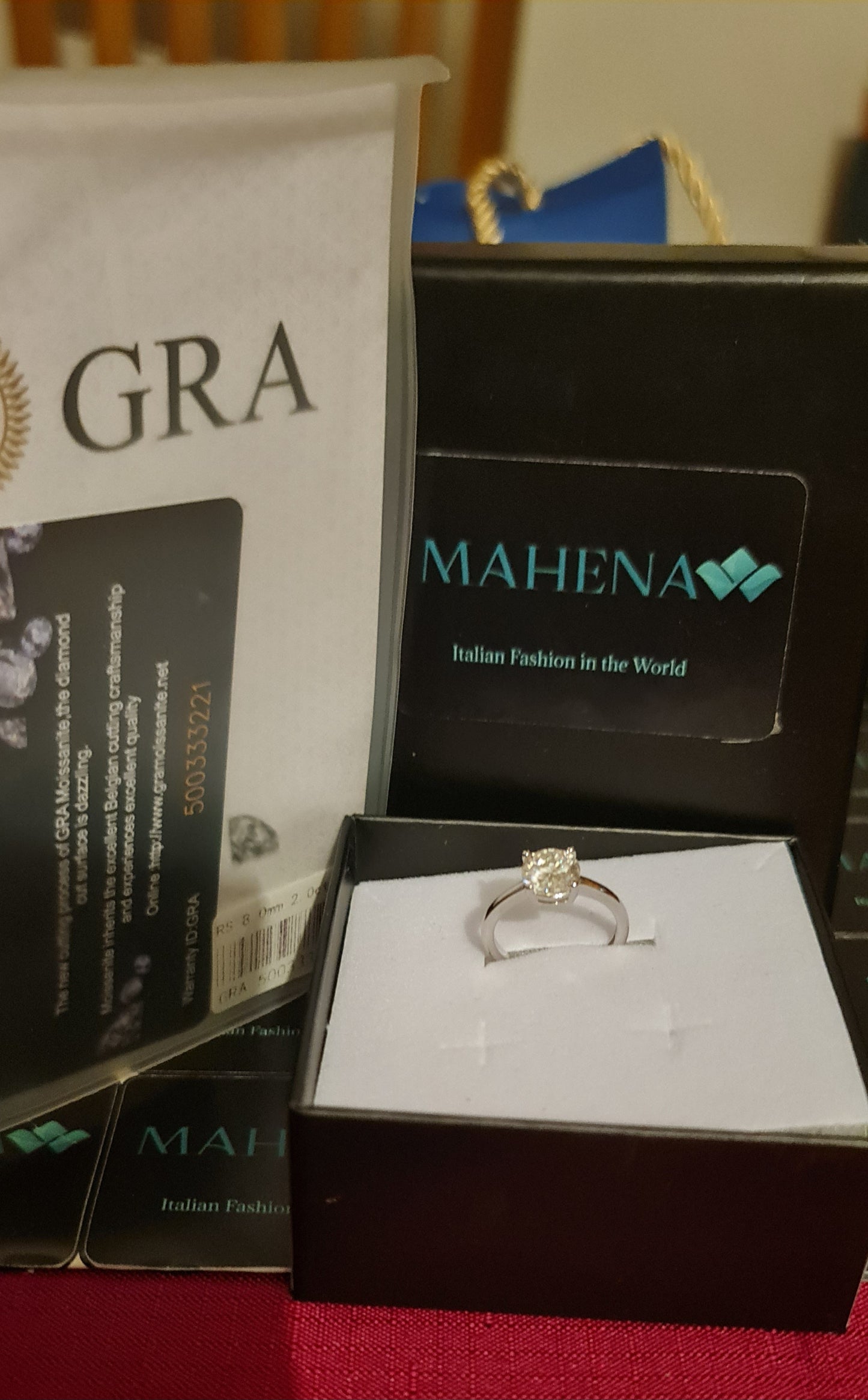 Anello regolabile in argento S925 con diamante moissanite 2 carati con certificato Gra moissanite diamante