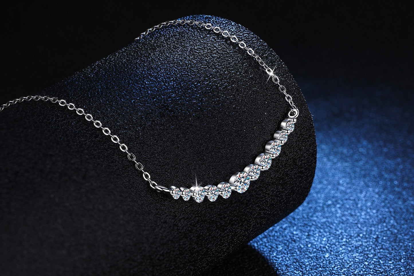 Collana in argento sterling S925 con moissanite, leggera, di lusso, di alta qualità, 1.1 carati, colore D