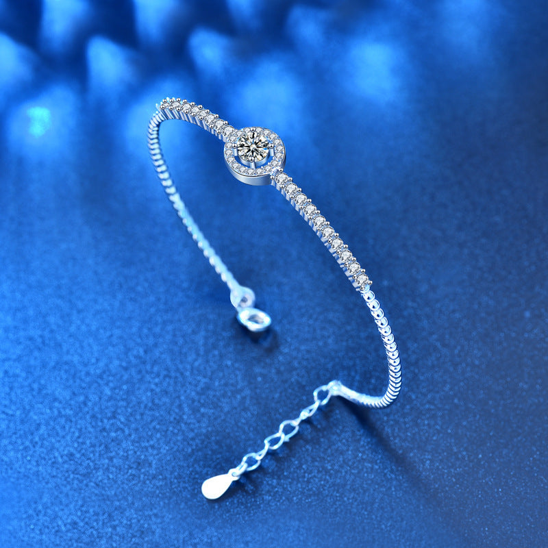 Bracciale rotondo in argento sterling 925 con moissanite
