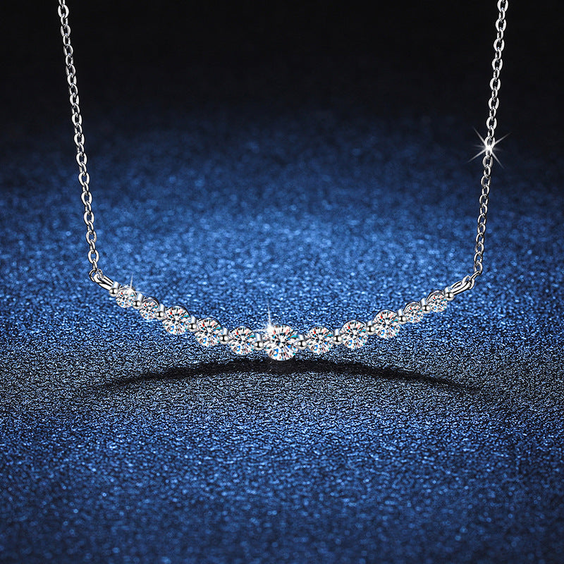 Collana in argento sterling S925 con moissanite, leggera, di lusso, di alta qualità, 1.1 carati, colore D