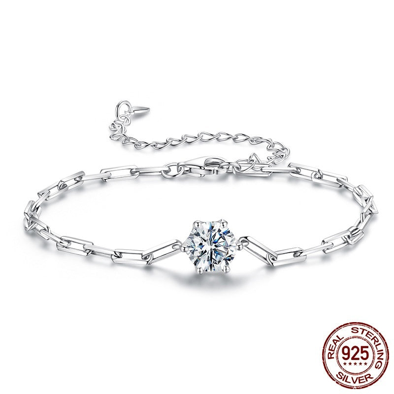 Bracciale da donna in argento Sterling S925 con moissanite da 1 carato e colore D