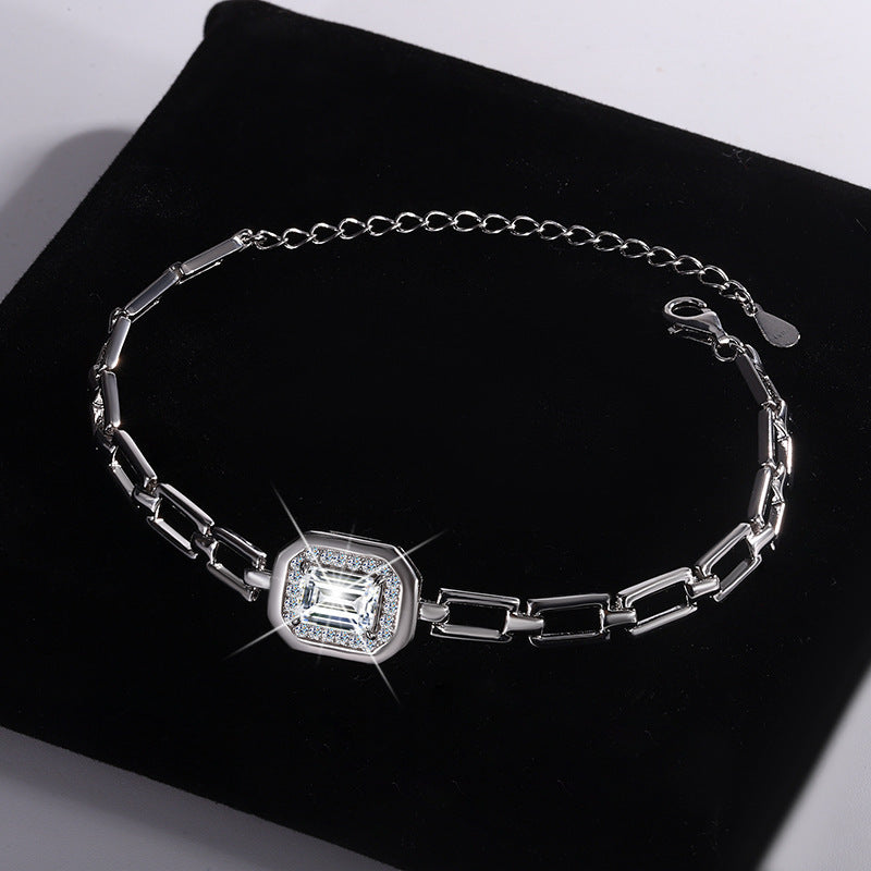 Bracciale geometrico in argento sterling S925 con moissanite CONSEGNA 2/3 giorni