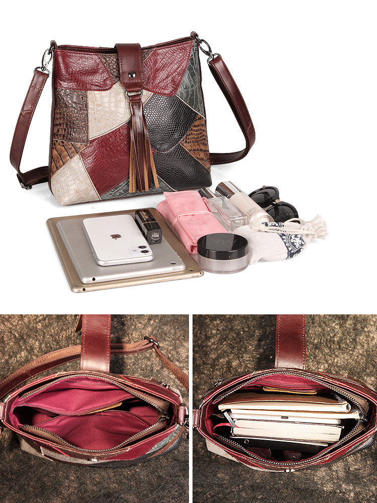 Borsa a tracolla in pelle con frange