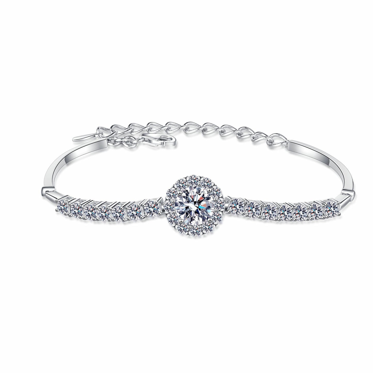 Braccialetto con perle di moissanite intarsiate a mano in argento sterling S925 con motivo cielo stellato Consegna immediata