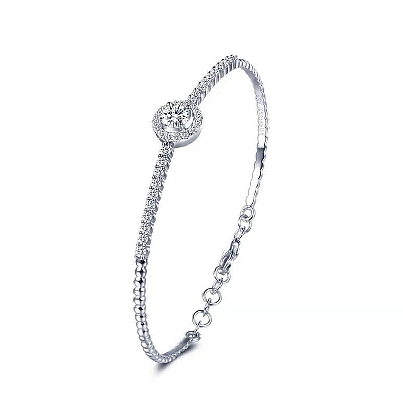 Bracciale rotondo in argento sterling 925 con moissanite