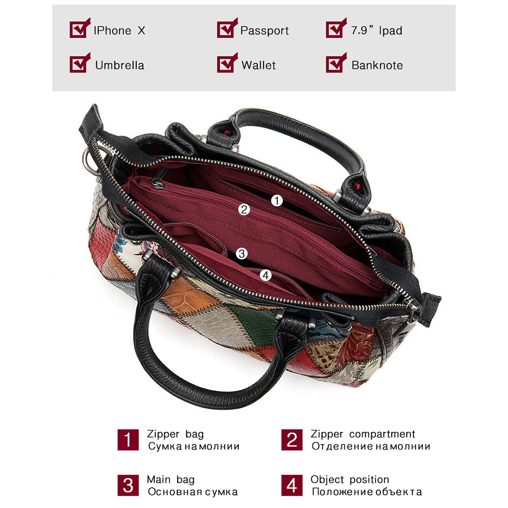 Borsa a tracolla con cuciture personalizzate