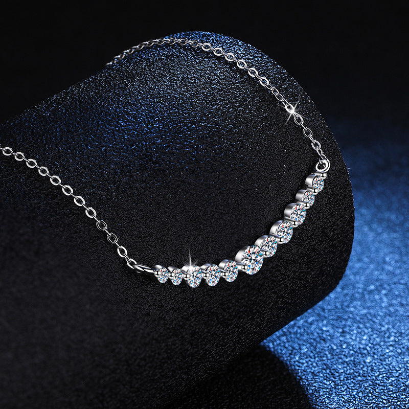 Collana in argento sterling S925 con moissanite, leggera, di lusso, di alta qualità, 1.1 carati, colore D