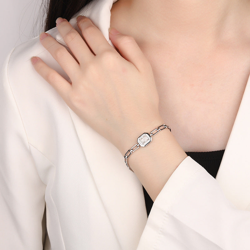 Bracciale geometrico in argento sterling S925 con moissanite CONSEGNA 2/3 giorni