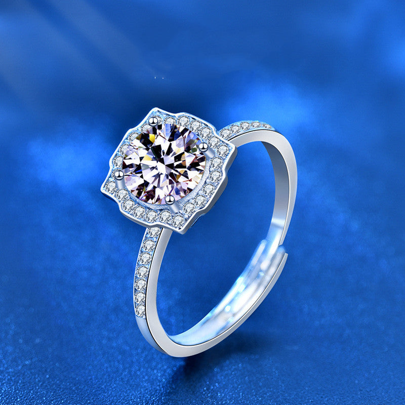 Anello autoregolabile in argento sterlin 925 con diamante moissanite 1 carato con certificato consegna 2/3 giorni