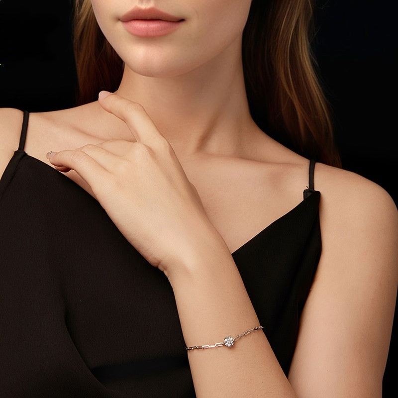 Bracciale da donna in argento Sterling S925 con moissanite da 1 carato e colore D