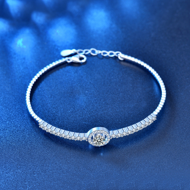 Bracciale rotondo in argento sterling 925 con moissanite