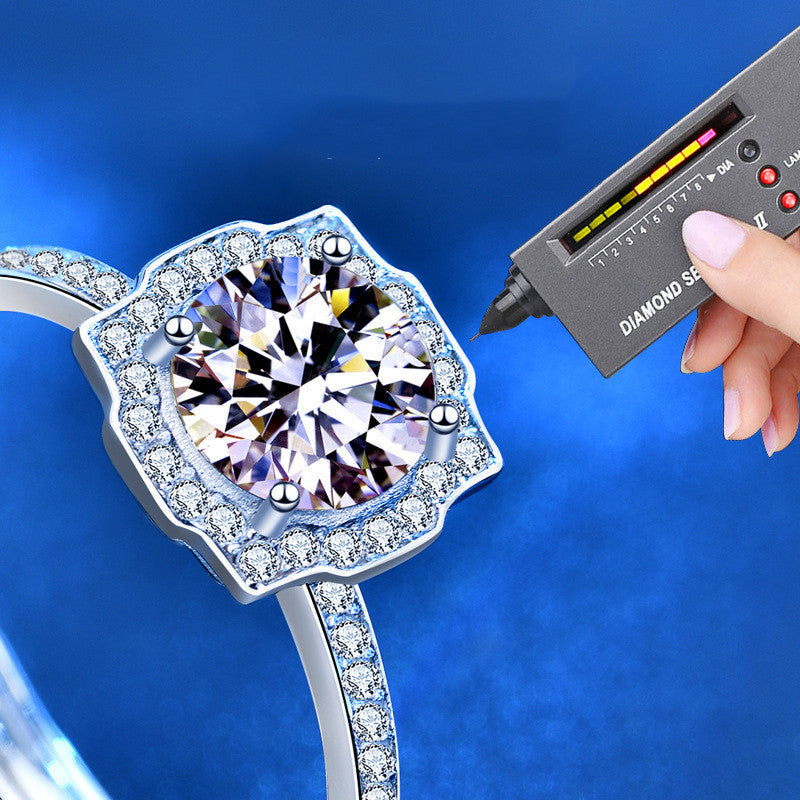 Anello autoregolabile in argento sterlin 925 con diamante moissanite 1 carato con certificato consegna 2/3 giorni