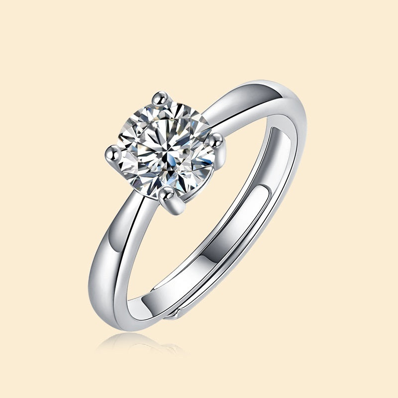 Anello regolabile in argento S925 con diamante moissanite 2 carati con certificato Gra moissanite diamante