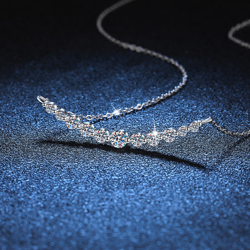 Collana in argento sterling S925 con moissanite, leggera, di lusso, di alta qualità, 1.1 carati, colore D