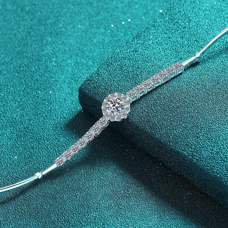 Braccialetto con perle di moissanite intarsiate a mano in argento sterling S925 con motivo cielo stellato Consegna immediata