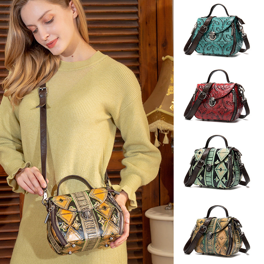 Borsa a tracolla da donna in pelle goffrata Misura piccola