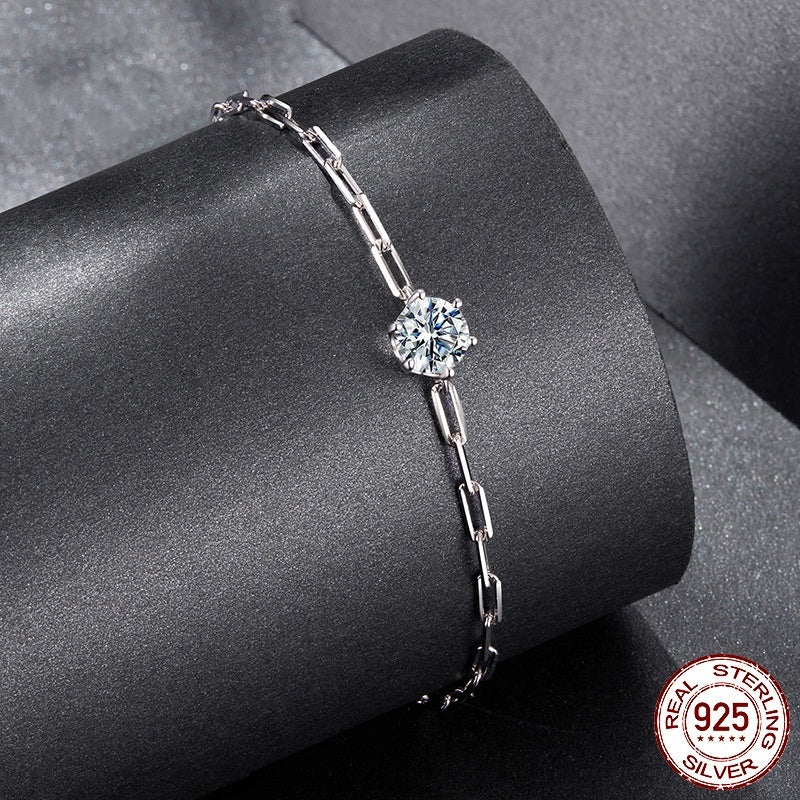 Bracciale da donna in argento Sterling S925 con moissanite da 1 carato e colore D