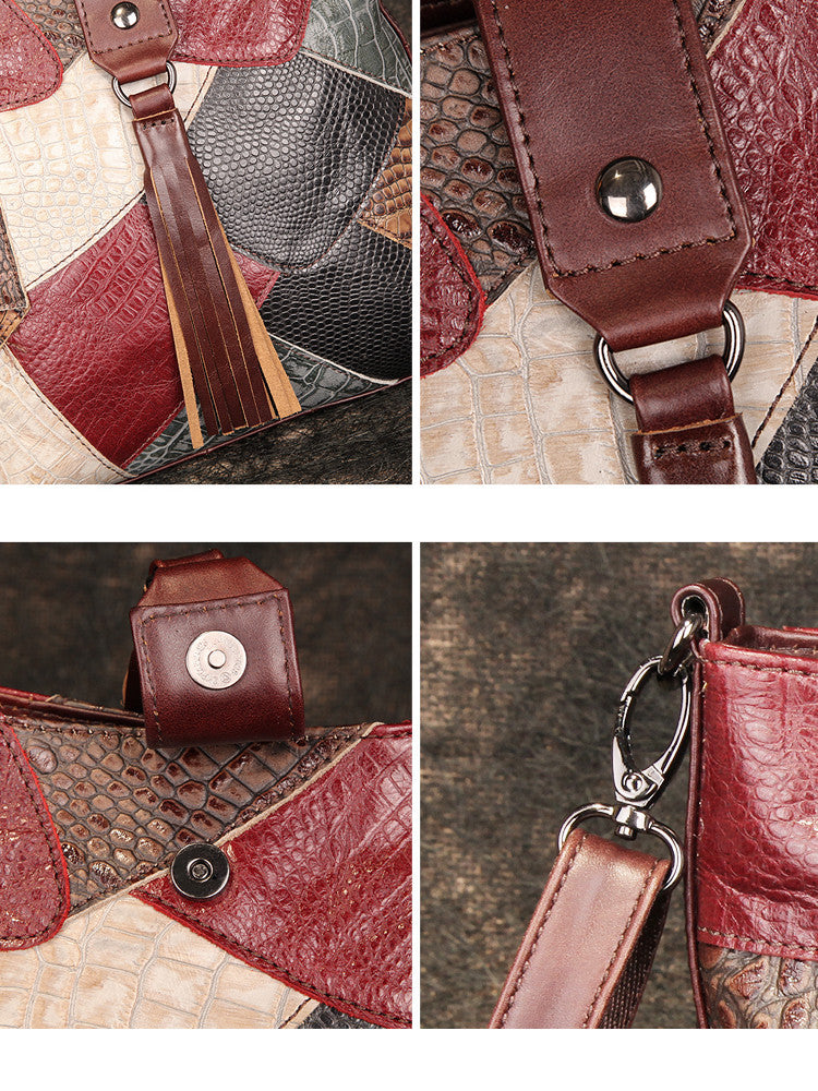 Borsa a tracolla in pelle con frange