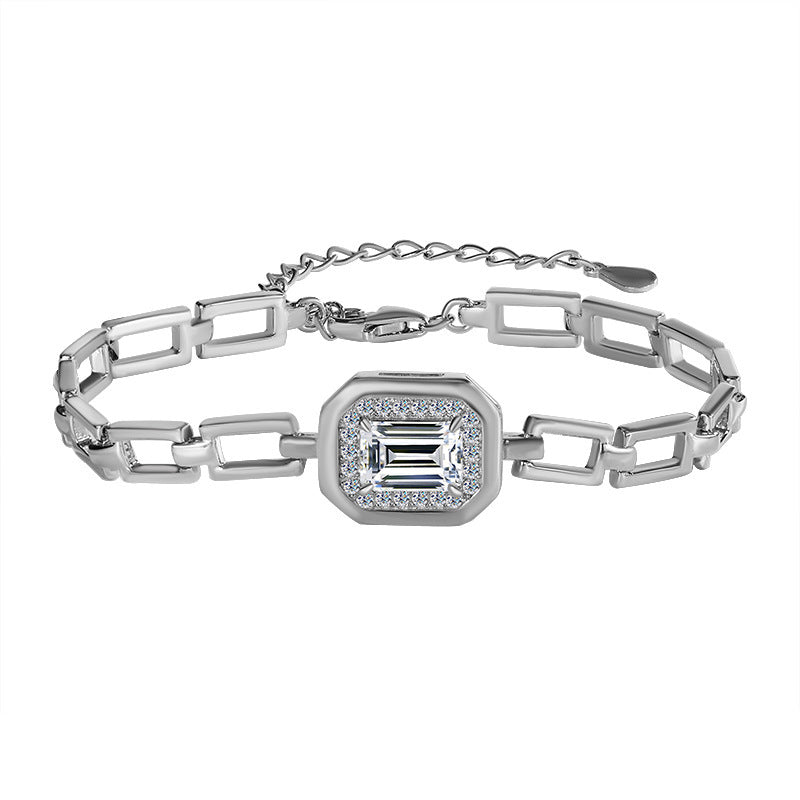 Bracciale geometrico in argento sterling S925 con moissanite CONSEGNA 2/3 giorni