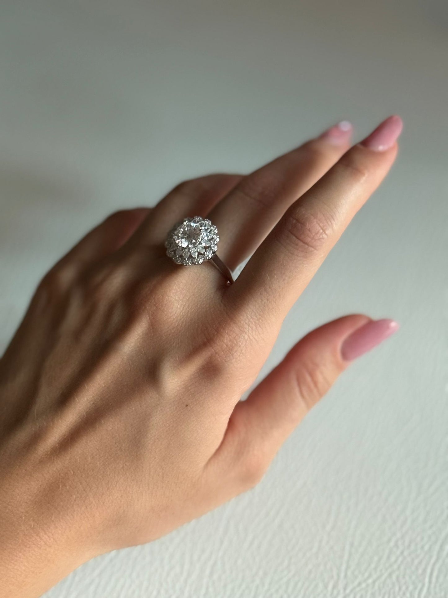 Anello in argento S925 con moissanite e fiori 2 CARATI CON CERTIFICATO, nuovo anello alla moda da donna, anello regolabile CONSEGNA IMMEDIATA