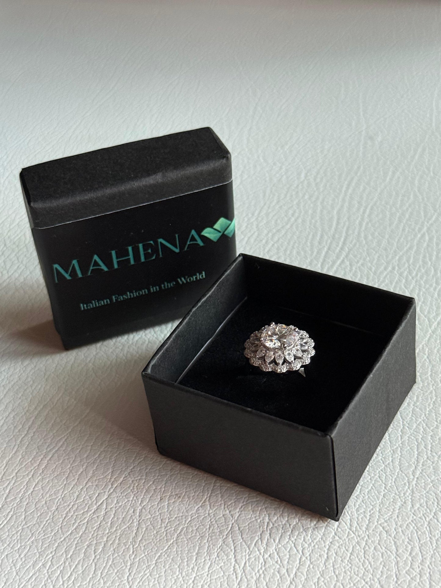 Anello in argento S925 con moissanite e fiori 2 CARATI CON CERTIFICATO, nuovo anello alla moda da donna, anello regolabile CONSEGNA IMMEDIATA