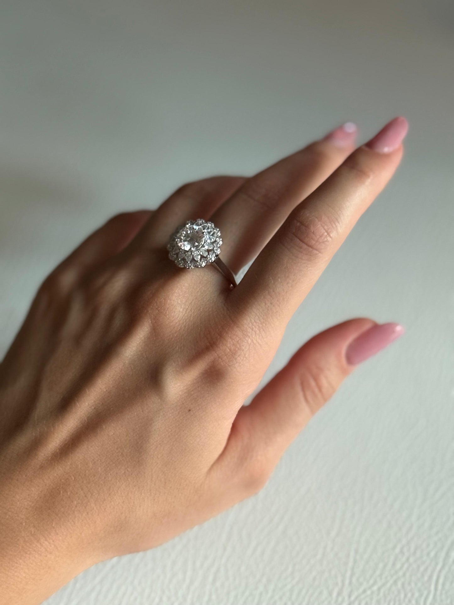 Anello in argento S925 con moissanite e fiori 2 CARATI CON CERTIFICATO, nuovo anello alla moda da donna, anello regolabile CONSEGNA IMMEDIATA