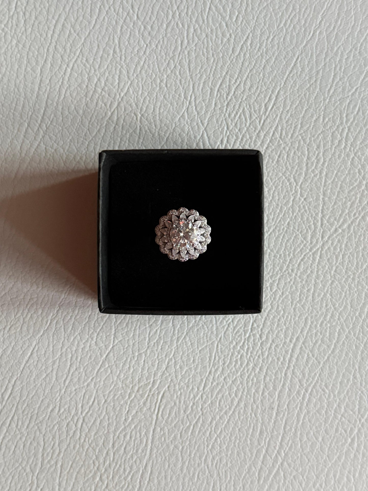Anello in argento S925 con moissanite e fiori 2 CARATI CON CERTIFICATO regolabile MODELLO ALBA