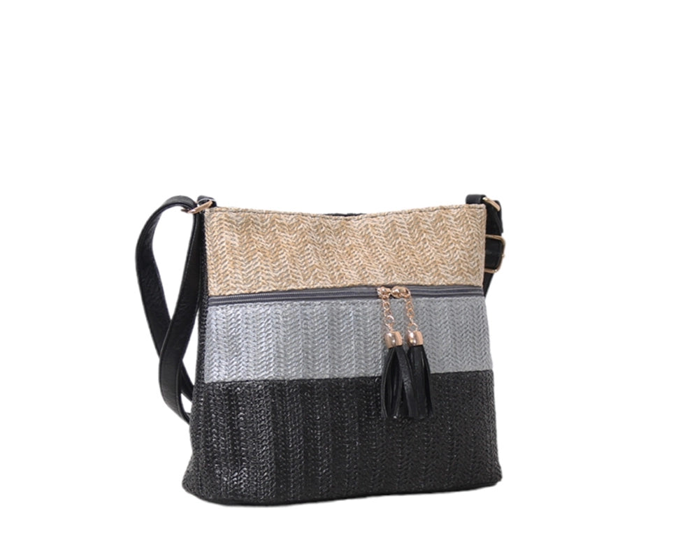 Borsa a tracolla in rafia a righe colorate MODELLO PENNY