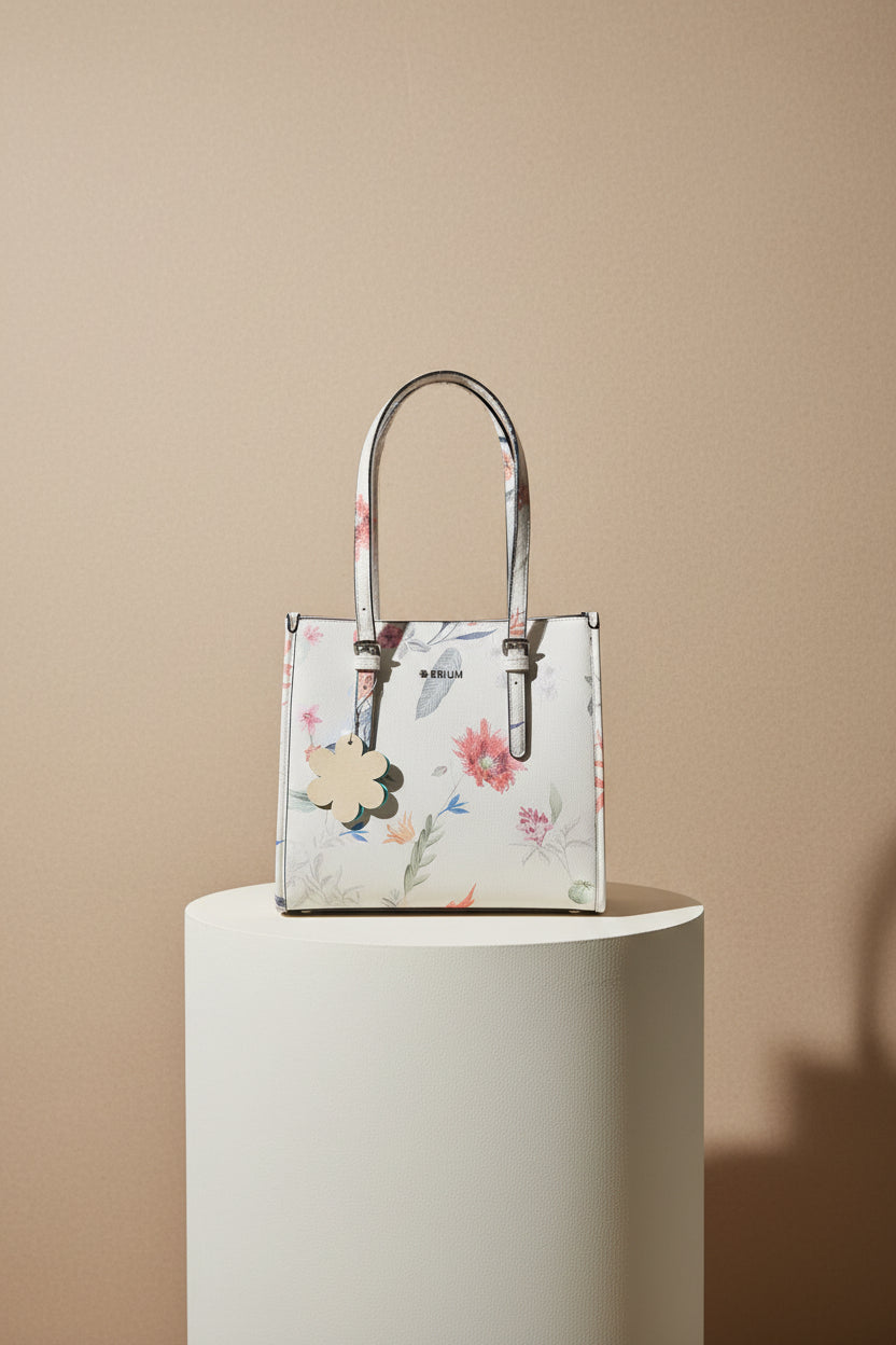 AISHA – Sac à main floral en cuir végétalien de qualité supérieure