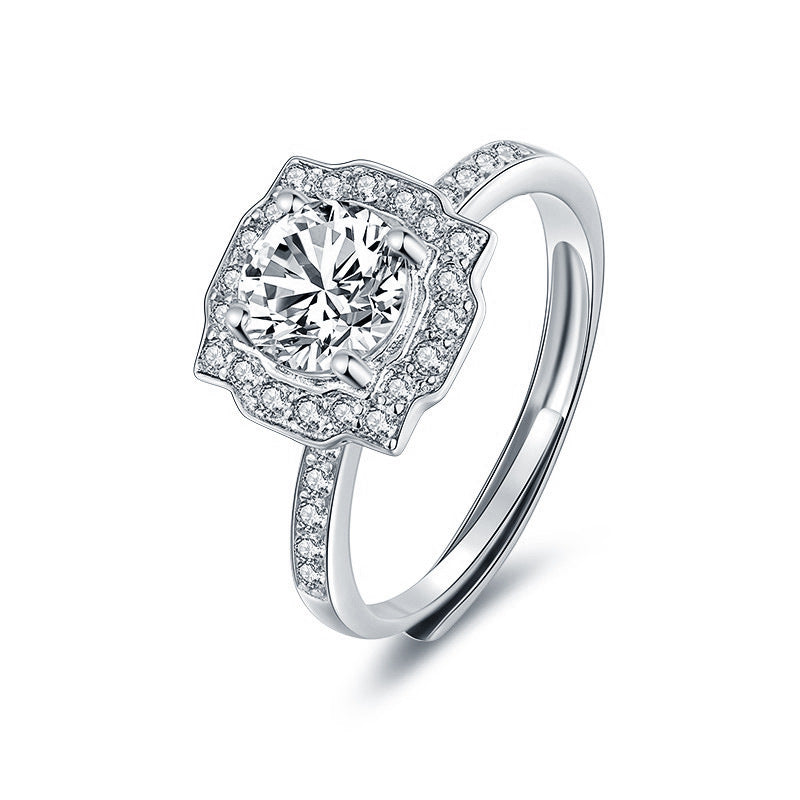 Anello autoregolabile in argento sterlin 925 con diamante moissanite 1 carato con certificato consegna 2/3 giorni
