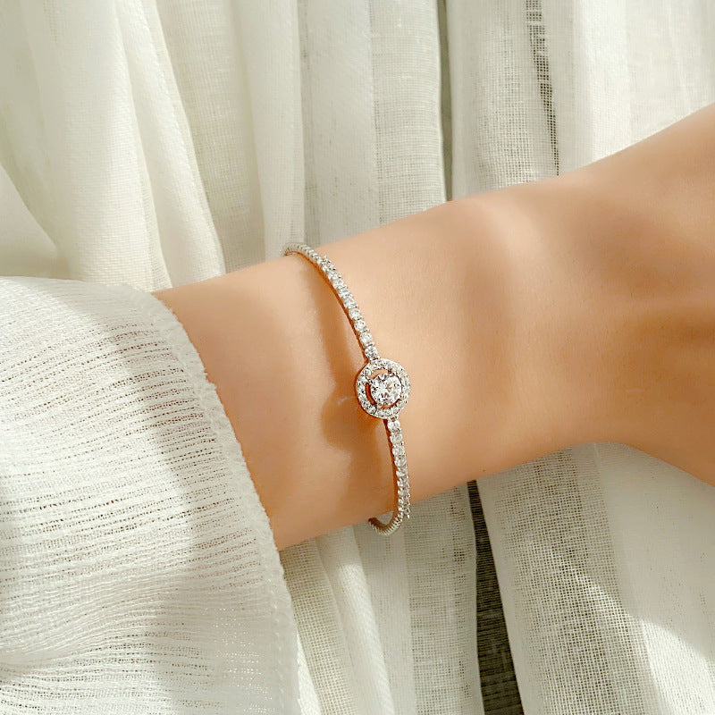 Bracciale rotondo in argento sterling 925 con moissanite