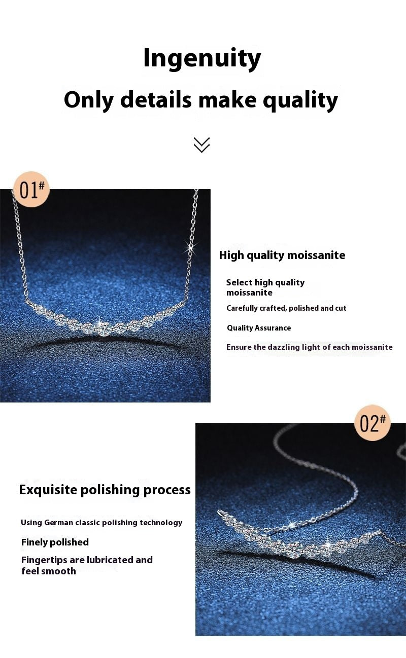Collana in argento sterling S925 con moissanite, leggera, di lusso, di alta qualità, 1.1 carati, colore D