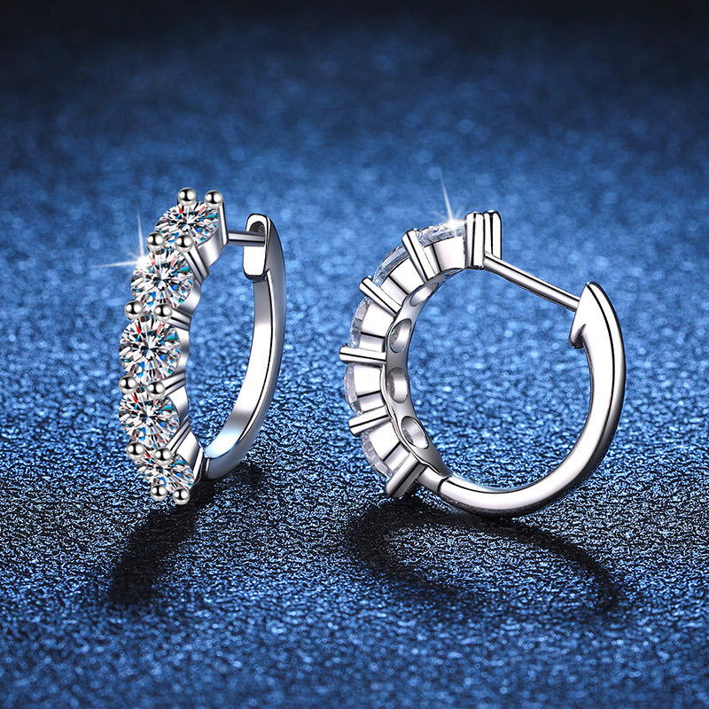 Orecchini da donna in argento sterling con diamante singolo di moissanite