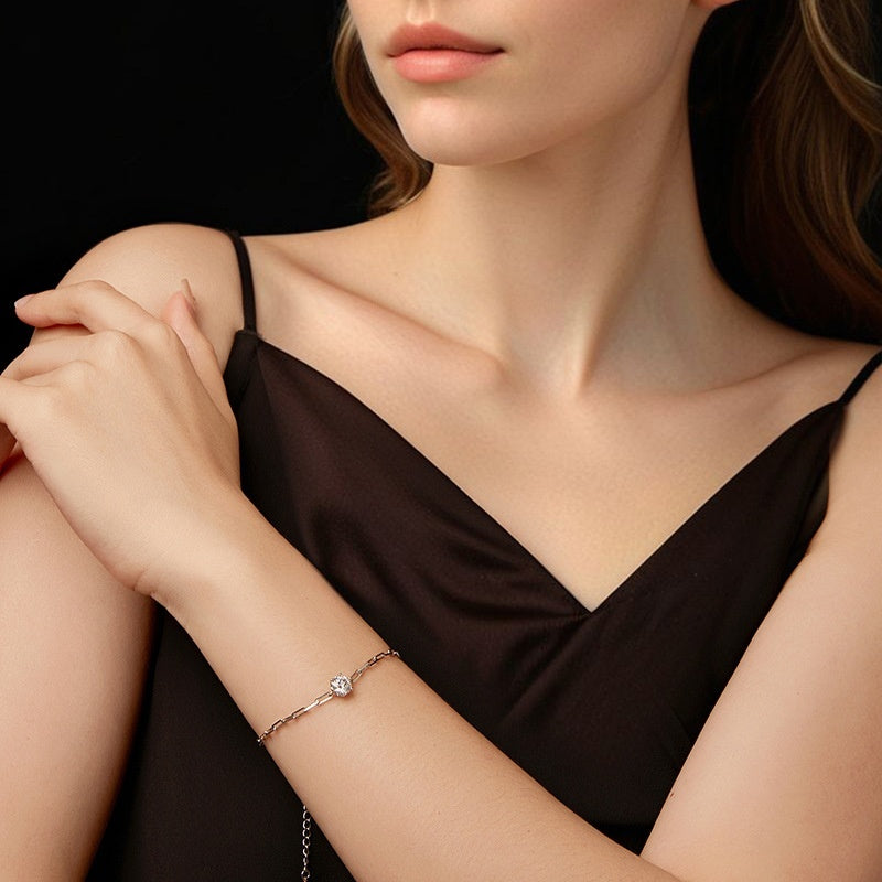 Bracciale da donna in argento Sterling S925 con moissanite da 1 carato e colore D