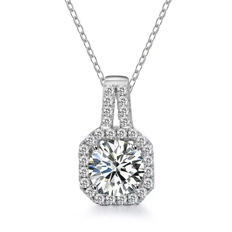 Collana in argento sterling S925 con moissanite per donna consegna 10/12 giorni