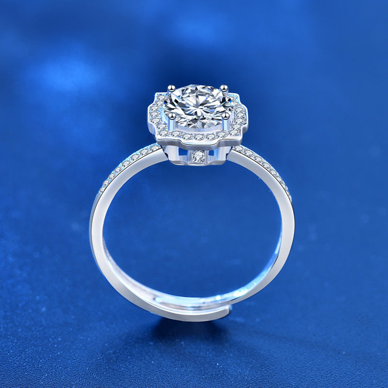 Anello autoregolabile in argento sterlin 925 con diamante moissanite 1 carato con certificato consegna 2/3 giorni