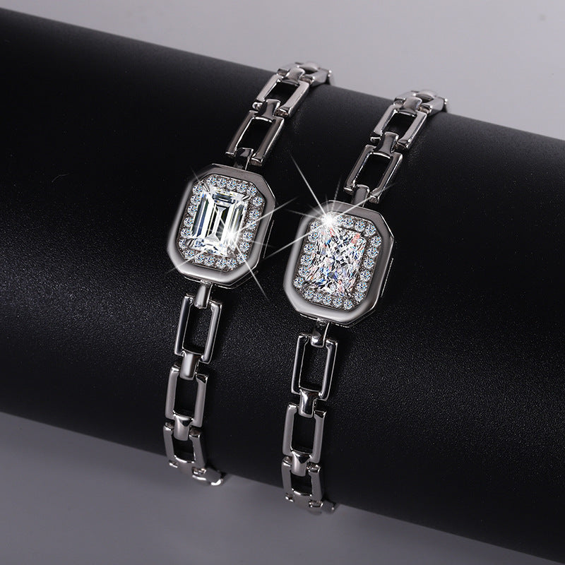 Bracciale geometrico in argento sterling S925 con moissanite CONSEGNA 2/3 giorni