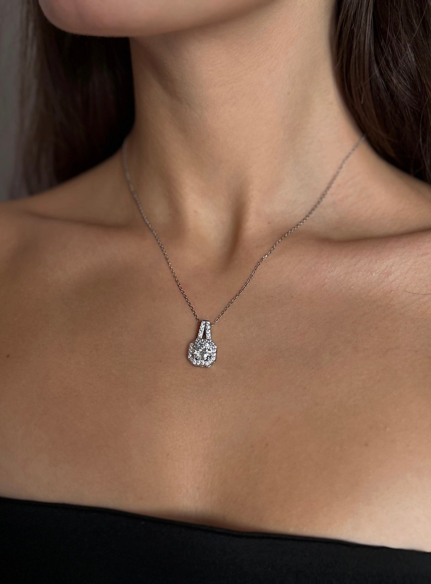 Collana in argento sterling S925 con moissanite per donna consegna 10/12 giorni