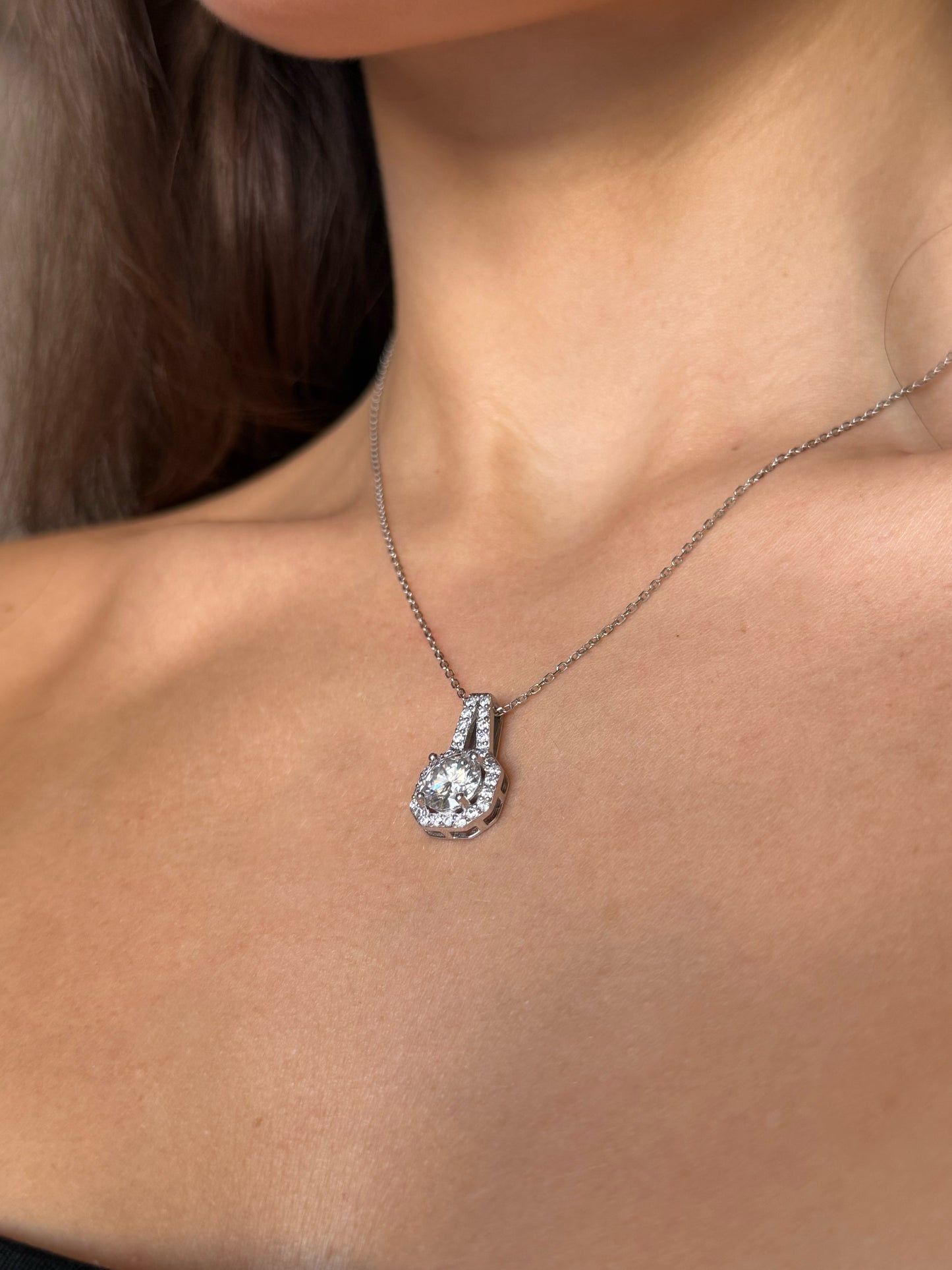 Collana in argento sterling S925 con moissanite per donna consegna 10/12 giorni